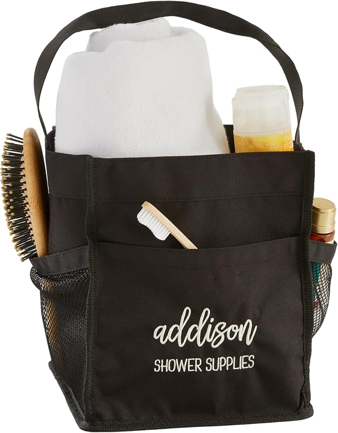 Personalization Universe Scripty Style Personalized Embroidered Shower Caddy with Handle and Pockets - Ideal for Dorms and Travel, Girls and Women Dorm Rooms by PersonalizationUniverse