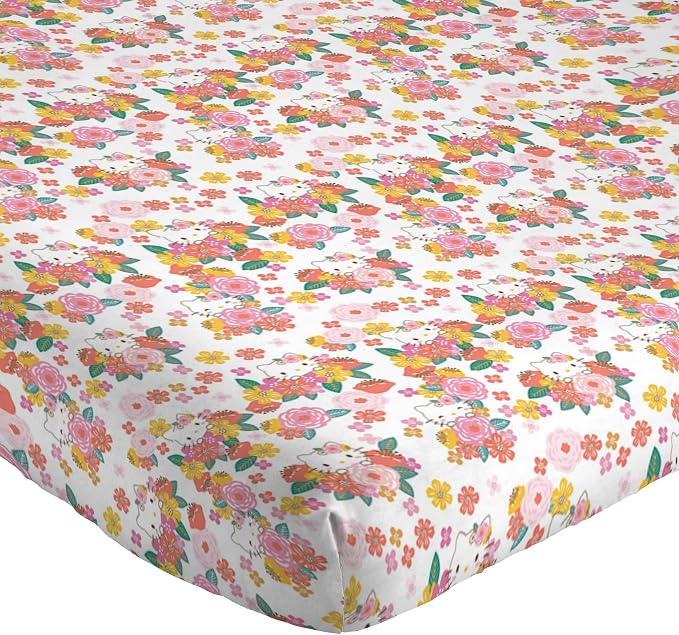Jay Franco Sheet Set with Fitted, Flat Sheets & Pillow Cover - Ultra-Soft Bedding with Pillowcase for Room Decor, Multi - Hello Kitty, 4 Piece King - Image 3