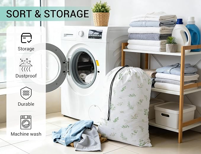 ZPECC Bulk Travel Laundry Bag,Extra Large Heavy Duty Laundry Bags 24 Pack,Washable Dirty Clothes Organizer for Commercial College Dorm Hotel Camping and Home Storage 30x40(Beige Flower) - Image 5