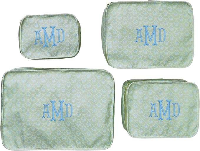 Personalized Packing Cube Set – Monogram Travel Organizer for Suitcase, Floral Polyester Luggage Cubes, Set of 3, Set of 4 or XL, Graduation or Mother’s Day Gift (Palm, Set of 4) by Sprinkled+With+Pink