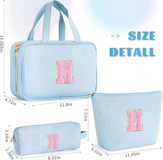 Gifts for Teen Girls Women - Travel Hanging Toiletry Bag & Makeup Bag - Personalized Initial Cosmetic Bag | Birthday Gift for Girl Trendy Stuff - Blue H - Image 6