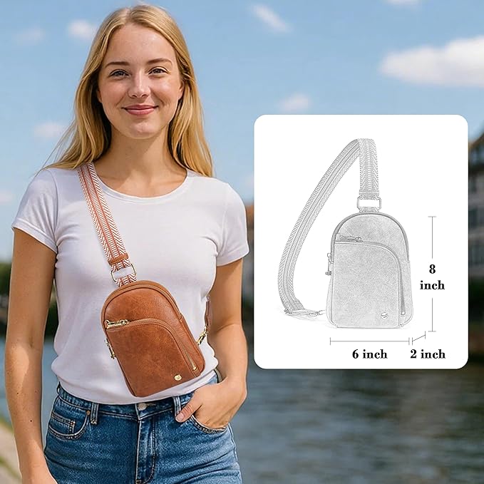 INICAT RFID Blocking Sling Bag,Anti Theft Crossbody Bags for Women,Travel Gifts Fanny Pack Cross Body Purses Woman Leather