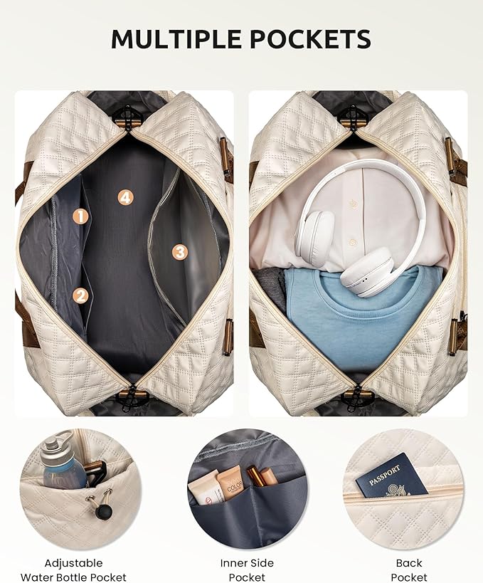 Girls/Kids Initial Duffle Bag with Shoe Compartment, Kids Personalized Travel Bags with Makeup Bag for Women with Trolley Sleeve & Wet Pocket, Gifts for Teenage Girl(Letter E) - Image 5