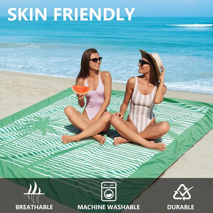 HIHOHO Beach Blanket Waterproof Sandproof Extra Large Beach Mat 79" X 83"/120"x108"for 1-8 Adults Quick Drying Durable Outdoor Picnic Mat for Beach Travel Camping Hiking - Image 3