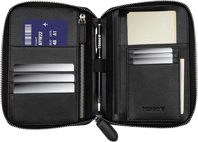 TORRO Travel Wallet – Genuine Leather Travel Organiser with Passport Holder and Detachable Cardholder - Image 2