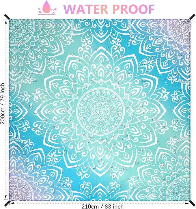 HIHOHO Beach Blanket Waterproof Sandproof Beach Mat for 1-8 Adults Quick Drying Durable Outdoor Picnic Mat for Beach Festival Travel Camping Hiking (Gradiant BL-Mandarin, 79"×83"(4 Person)) - Image 2