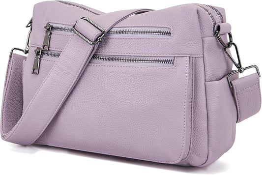 YZAOLL Large Crossbody Shoulder Bag for Women Vegan Leather Tote with Adjustable Wide Strap Work Purse with 10 Pockets