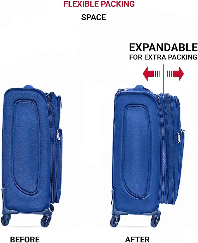 Merax Luggage Set Softshell 2 Piece 20/24 Expandable Suitcase with Wheels | Softside Lightweight Travel Carry on Luggage,Navy Blue - Image 3