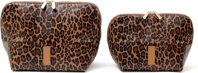 THE VERTI-Vertical Waterproof Makeup & Toiletry Bag | 23-Pocket Organizer with Upright, Fold-Down Design for Skincare, Toiletries & Essentials (Leopard, Medium) - Image 3