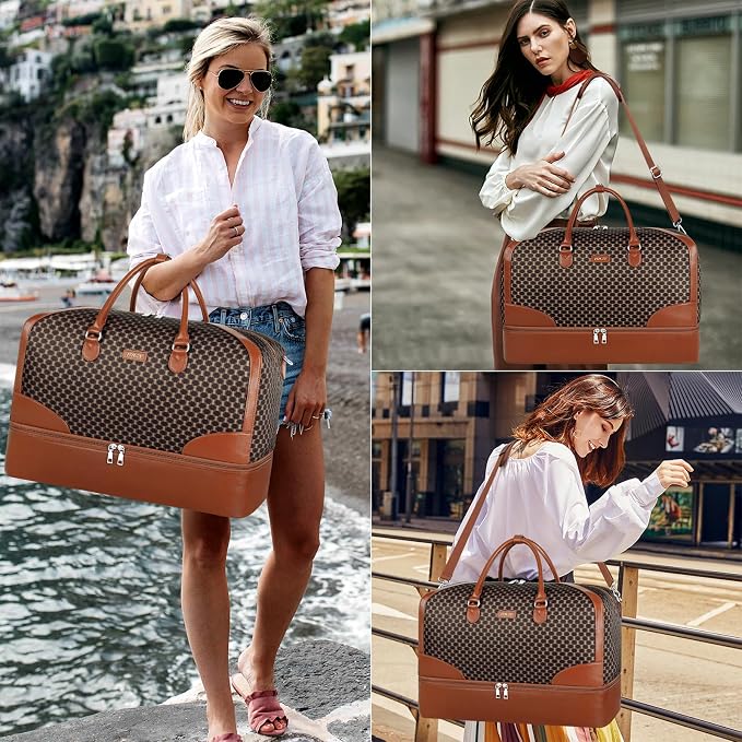ITIEZY Weekender Overnight Bag for Women - Large Travel Duffel Bag with Shoe Compartment, Gym Duffel Bag Hospital Bag Carry On Tote Bags for Airplanes with Crossbody Bag Toiletry Bag 3Pcs Set - Image 2