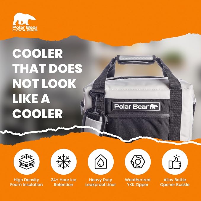 Polar Bear Coolers - Original Soft Cooler Bag - Insulated Leak Proof Beach Cooler Bag, Small Thermal Bags for Travel - Heavy Duty & Portable - Sweat Proof Picnic Carrier - Nylon - Image 2