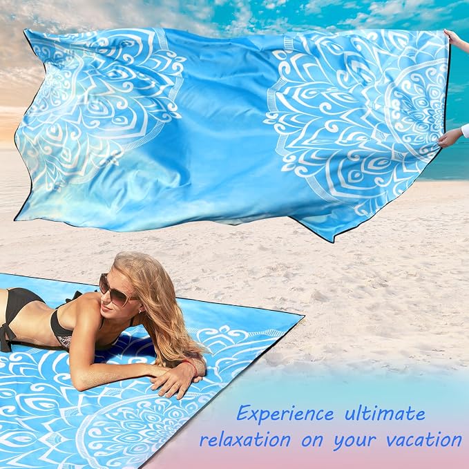 WIWIGO Beach Blanket Waterproof Sandproof Beach Mat 79" X 83"/10'x9'for 2-8 Adults Quick Drying Outdoor Picnic Mat Beach Accessories for Travel, Camping, Hiking - Image 3