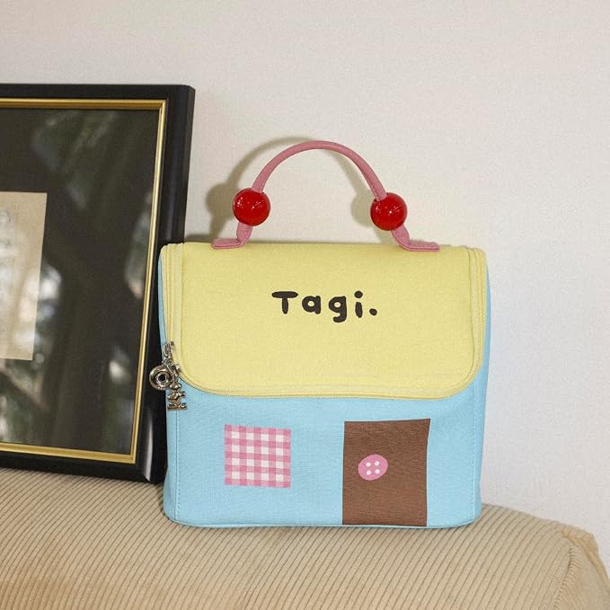 Tagi. Signal House Large Capacity Travel Makeup Bag, Waterproof PVC Cosmetic Bag for Women, Wide-Open Flat Pouch for Brushes & Skincare, Portable Organizer with Handle & Dividers - Image 7