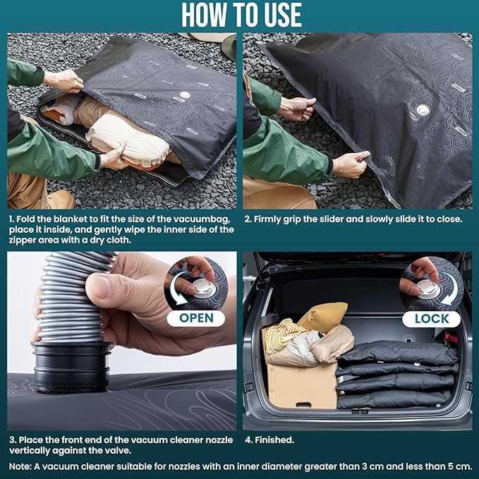 TAILI Outdoor Vacuum Storage Bags 3 Pack, Travel Compression Bags (39x29 inch), Tear-Proof Vacuum Seal for Camping, Cushion, Clothing, Waterproof, Wearproof, Punctureproof - Image 6