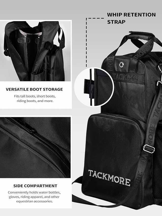 Tackmore Horse Riding Boot Carry Bag, Equestrian Boot Bag, Multi-Functional Storage Keep Rider's Gear & Accessories Secure - Image 3
