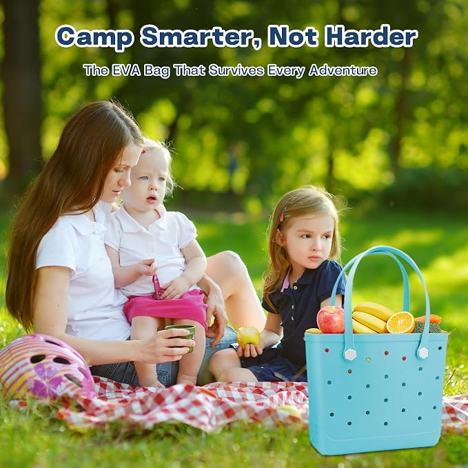 X-Large Waterproof Sandproof Rubber Beach Tote Bag with Zipper Pocket and Phone Kickstand Cup - Image 8