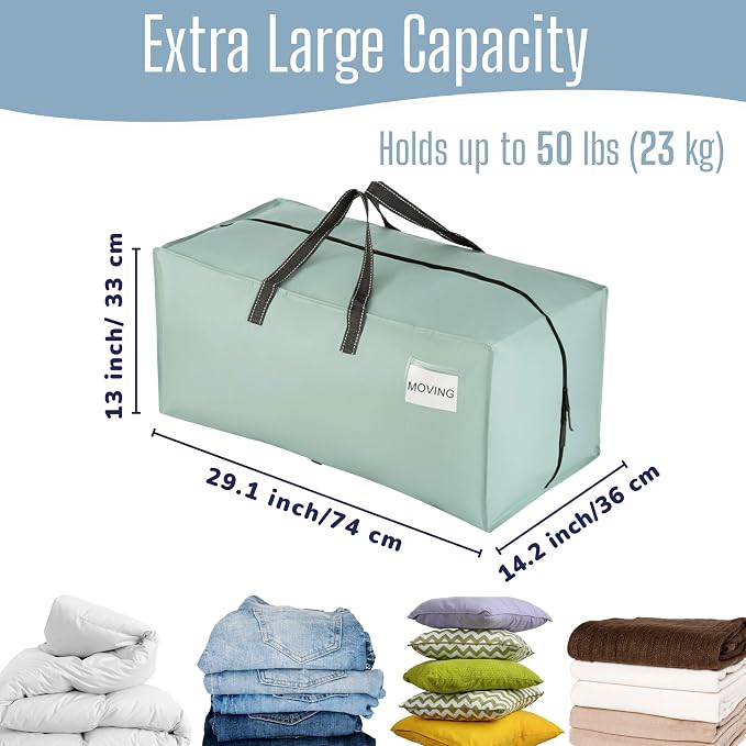 VENO 2 Pack Heavy Duty Moving Bags with Backpack Straps, Zippers & Handles, Extra Large Packing Bags for College Dorm Essentials, Moving Supplies Alternative to Cardboard Moving Boxes - Image 3