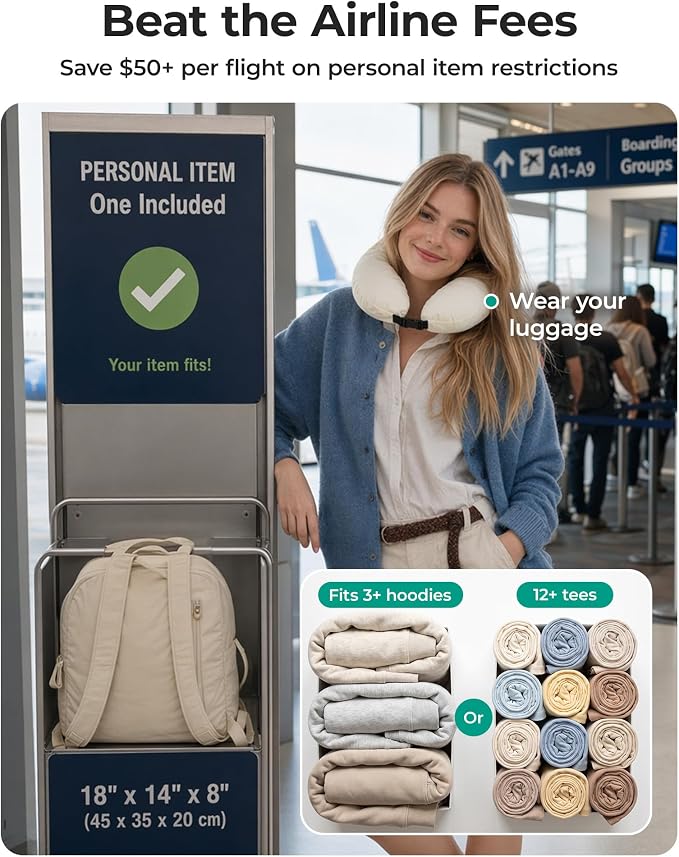 BAGSMART 6 Set Packing Cubes for Travel with Budget Airline Neck Pillow | Travel Essentials, Premium Compression Luggage Organizers for Suitcase, Ultimate Budget Airline Hack, 100% Personal Item Safe - Image 4