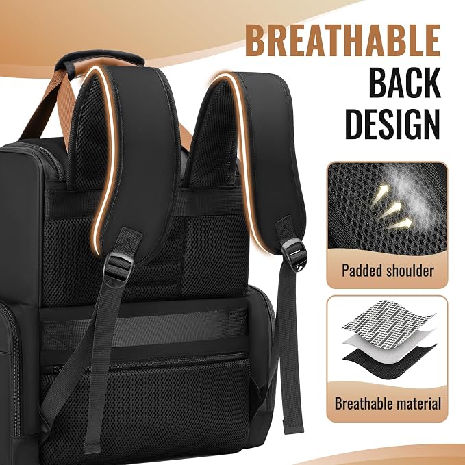Mancro 2-Layer Hairstylist Travel Bag with 3 Separate Pouches, Black | Cosmetology Bag with 2 Side Pockets, Professional Barber Bag Backpack with Adjustable Dividers for Cosmetology Supplies - Image 6