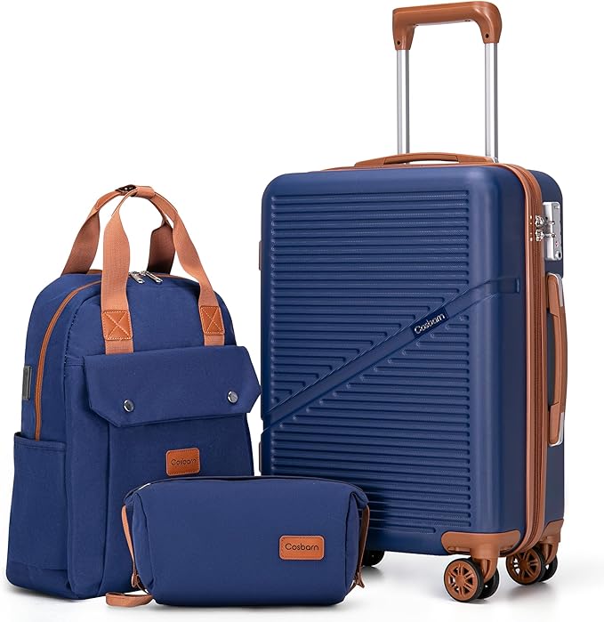 Cosbarn Carry On Luggage 22x14x9 Airline Approved, 20 Inch Carry on Suitcases with Wheels, ABS Lightweight Carry-on Luggage, Travel Suitcase Set with Wheels and TSA Lock by Cosbarn