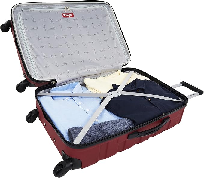 Wrangler 4 Piece Miami Luggage and Packing Cubes Set, Red - Image 8
