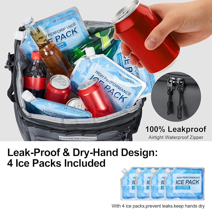 Odoland 72 Can Rolling Cooler Bag with Wheels & Handle, Collapsible Insulated Ice Chest for Beach, Camping & Tailgating - Portable Travel Soft Cooler on Wheels, Collapses for Easy Storage - Image 6