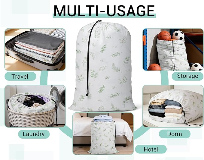 ZPECC Bulk Travel Laundry Bag,Extra Large Heavy Duty Laundry Bags 24 Pack,Washable Dirty Clothes Organizer for Commercial College Dorm Hotel Camping and Home Storage 30x40(Beige Flower) - Image 3