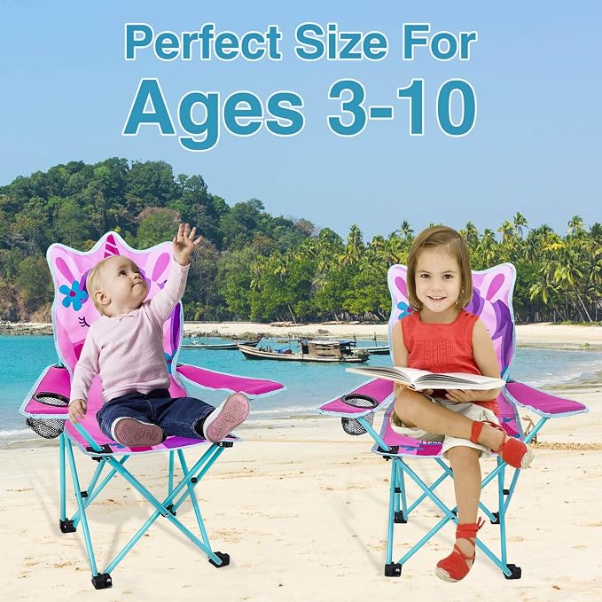 KABOER Kids Outdoor Folding Camping Chair with Cup Holder Carrying Bag | Portable Camping Chair for Beach Picnic Camping Travel Lawn Ages 3-10 - Image 7