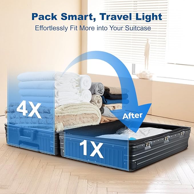 HOUSE DAY 22 Pack Vacuum Storage Bags with Pump,Space Saving Vacuum Seal Bags For Clothing Travel,4 Jumbo/4 Large/4 Medium/4 Small, 4S Roll/2XXS Roll Bags, Hand Pump Included, Sealer Clothes Storage - Image 3