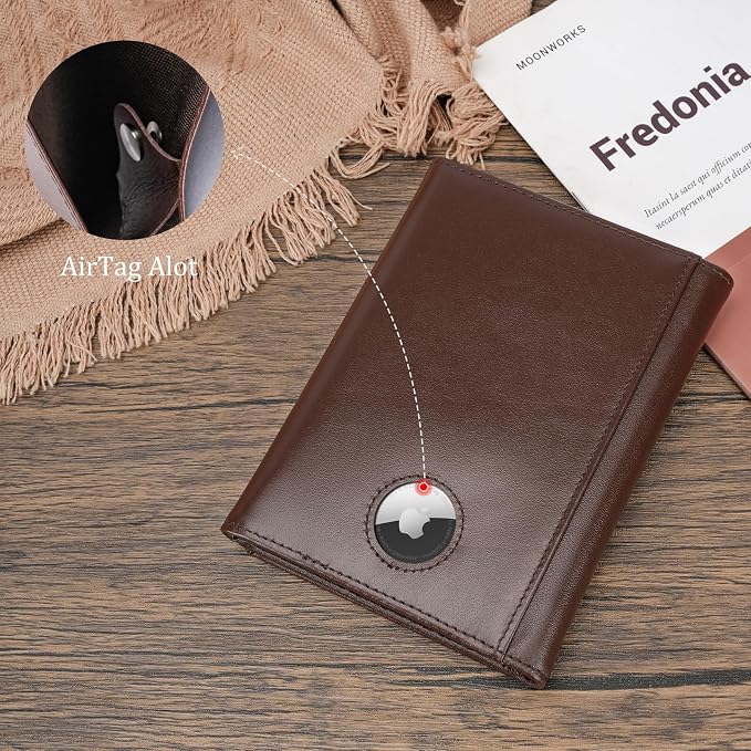 Polare Napa Leather Pilot Wallet Passport Holder RFID Blocking Tri-fold Travel Cover Document Organizer for Aviation Professionals (Coffee with AirTag Slot) - Image 3