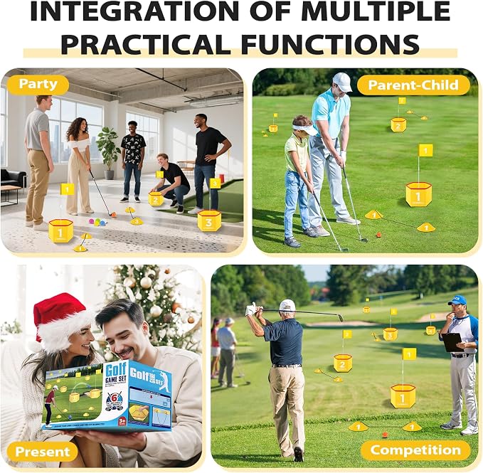 Backyard Golf Set for Kids, Adults and Family, Portable 6 Holes Golf Course with Balls, Flags and Carry Bag for Lawn, Park, Beach and Hotel - Yellow - Image 7