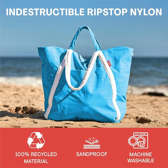 Bodysurf Beach Bag Waterproof Sandproof, Foldable Packable Travel Zip Tote - Image 7