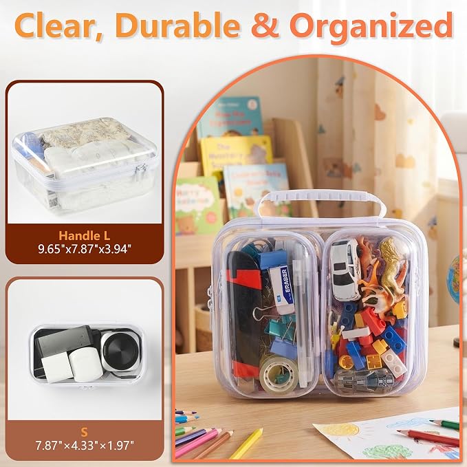5PCS Travel Essentials for Toiletries, 1.2MM Clear Hard Shell Zipper Case | Makeup Bag for Cosmetics, Puzzles and Snacks, Clear Travel Bag for Diaper Bag Organizer, with Handles - Image 3