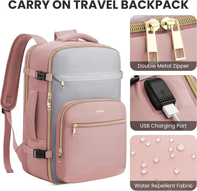 YAMTION 40L Large Travel Backpack for Women,Carry On Bookbag Luggage Sets with 4 Packing Cubes, Airline Approved Weekender Backpacks for Personal Items fits 17 Inch Laptop - Image 3