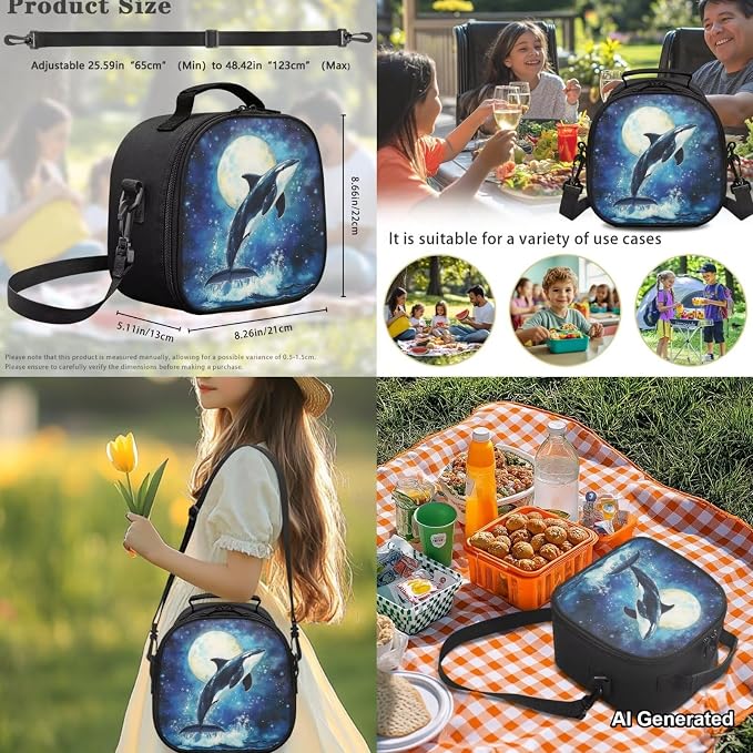 Moonlight Killer Whale Backpacks for Girls 10-12 Lightweight Boys Backpack and Lunch Box Set 4 Piece Back to School Essentials for Teen Kids Age 8-10 Travel Sport Bookbag Back Pack - Image 5