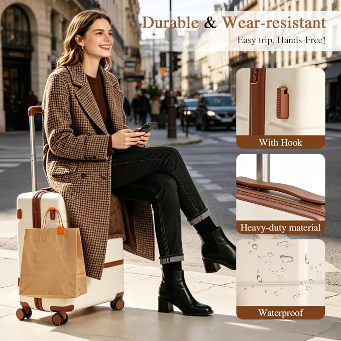 Luggage Sets, 2 Piece Suitcase set with wheels Tsa Lock 20/24 inchi Hardshell Waterproof Travel Suitcases luggage for Women/Men/Family (White) - Image 2