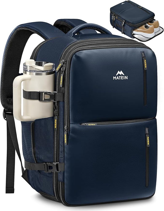 MATEIN Personal Item Backpack 18x14x8, Expandable Underseat Travel Backpack | Large Carry on Bag Luggage, Shoe Compartment Removable, TSA Approved, Fit 17.3 inch Laptop, For Frontier Airlines, Blue by MATEIN