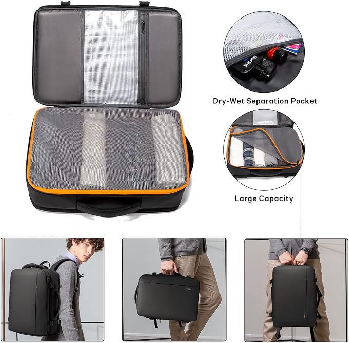 BANGE 45L Men's Expandable Travel Backpack, Men's Laptop Backpack for 17.3Inch Laptop, Carry On Backpack Fits Under Seat Airline Approved, Personal Item Travel Bag for Men… - Image 5