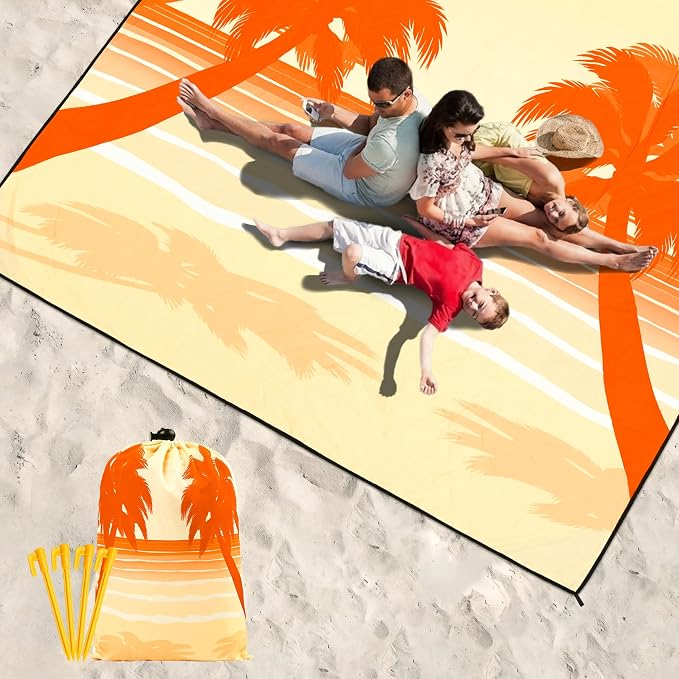 HIHOHO Beach Blanket Waterproof Sandproof Extra Large Beach Mat 79" X 83"/120"x108"for 1-8 Adults Quick Drying Durable Outdoor Picnic Mat for Beach Travel Camping Hiking - Image 6