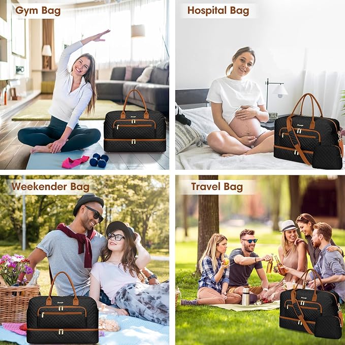 Travel Duffle Bag Weekender for Women - 38L Carry-On Overnight Personal Item Bag with Shoe Compartment & Wet Pocket Weekend Tote Bags with Toiletry Hospital Bags for Labor and Delivery - Image 6