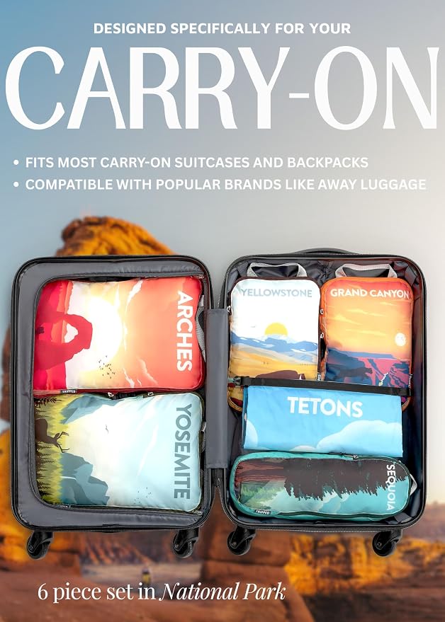 Compression Packing Cubes for Travel, 6-Piece Lightweight Packing Cubes Set for Carry-On Luggage & Backpacks – TRIPPED Travel Gear (National Park) - Image 8