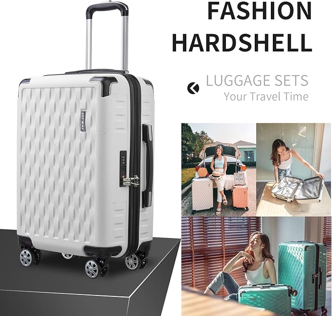 Melalenia Luggage 10 Piece Sets Clearance,Large Suitcase Set Spinner Wheels with TSA Locks,Hard Shell Luggage Sets for Women Travel Suitcase (10Pcs White) - Image 3