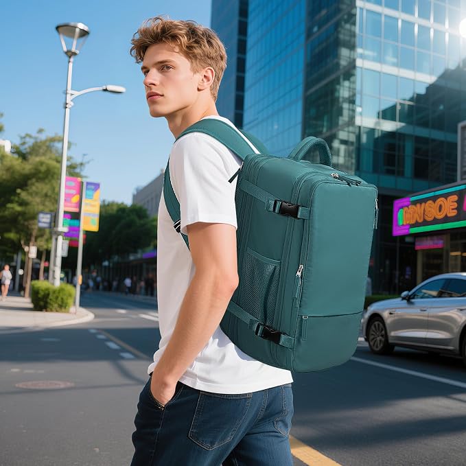 Sinaliy Travel Backpack for Men, 40L Carry On Backpack, 17 Inch Laptop Backpack, Waterproof Backpack, College Bookbag, Person Item Flight Approved Trave Bag for Women | Waterproof Large Expandable College Bookbag, as Person Item Flight Approved with An... - Image 2