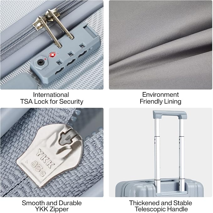 Hanke 29 Inch Luggage Suitcases With Spinner Wheels Lightweight PC hardside Rolling Suitcase With Travel Lock, Checked-Large 29-Inch(Gray) - Image 7