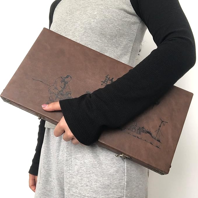 15 inch Chinese Chess Set with PU Leather Foldable Board Xiangqi Portable Chinese Chess Game Set Strategy Xiang Qi Board Games for 2 Players for Adults Family