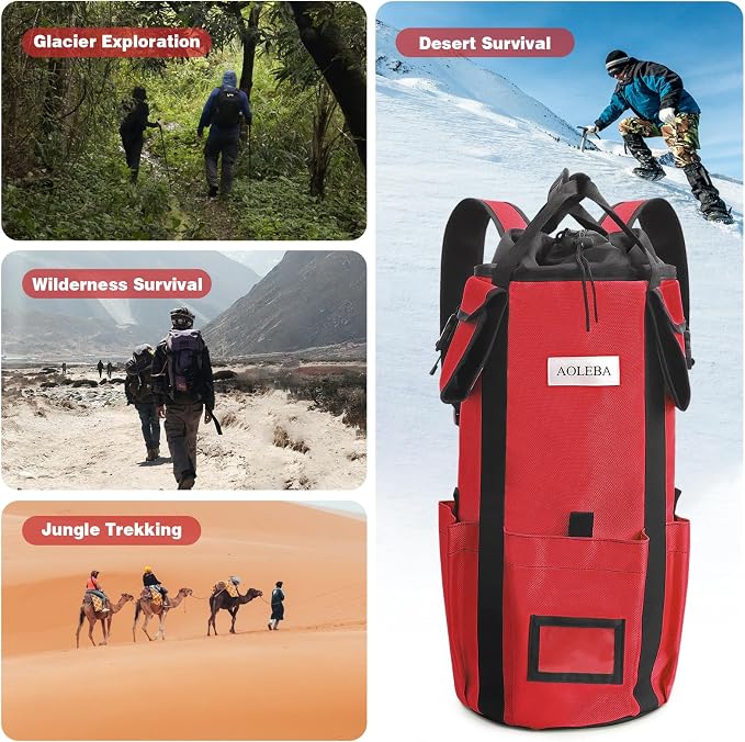 AOLEBA Arborist Rope Storage Bag Tree Climbing Rock Rope Bucket Backpack Rope Storage Bag Large Capacity 1680D Thicken Nylon Material with Hand Straps, Side Pockets - Image 8