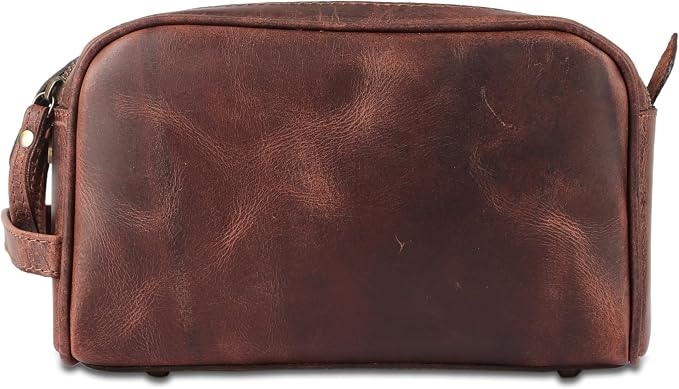 KomalC Travel Toiletry Bag – Premium Leather Dopp Kit for Men & Women with Water-Resistant Lining & Spacious Zippered Organizer - Image 3