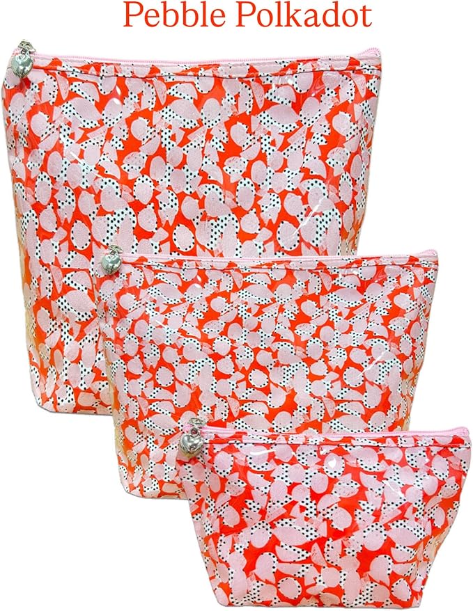 Jacaranda Living Large Cosmetic Bag – Water-Resistant Makeup Bag with PVC-Lined Interior, Easy to Clean Travel Toiletry Bag, Pebble Polka Dot - Image 4