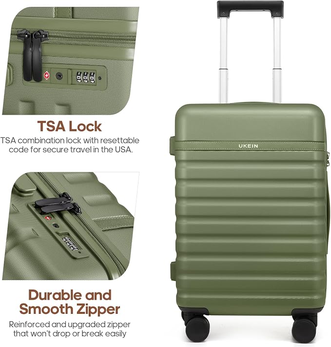 3 Piece Luggage Set, Durable ABS Hardshell Carry On Suitcase Set with Silent Spinner Wheels, YKK Zipper & TSA Lock, Lightweight Large Travel Checked Luggage,20/24/28 Inch - Image 6