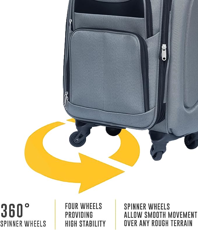 Merax Luggage Set Softshell 2 Piece 20/24 Expandable Suitcase with Backpack | Softside Lightweight Travel Carry on Luggage with Wheels,Gray - Image 4